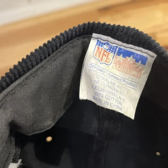 VTG Atlanta Falcons Corduroy Snapback Hat Black Embroidered Logo Starline NFL - Picture 9 of 9